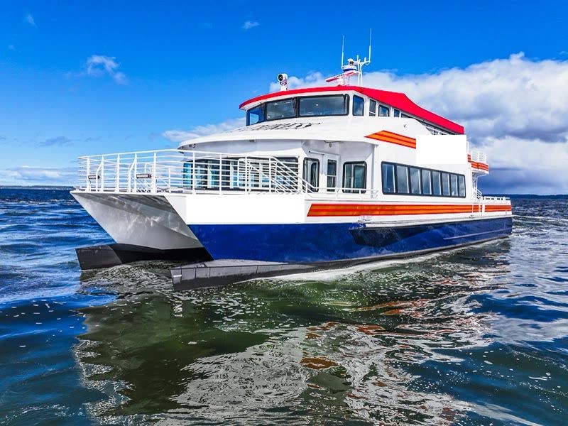 Aluminum catamaran passenger boat side profile