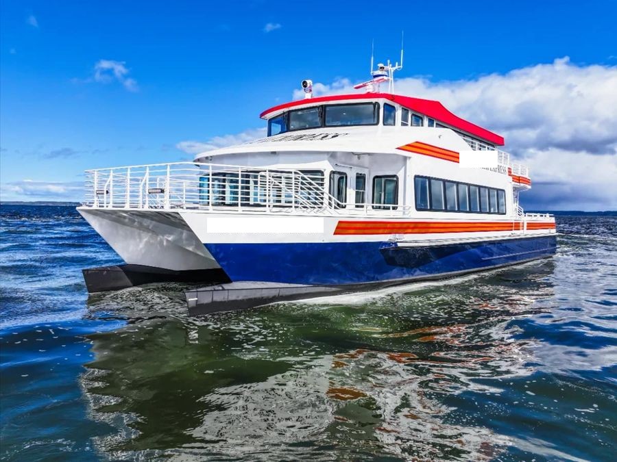 Aluminum catamaran passenger boat morning departure