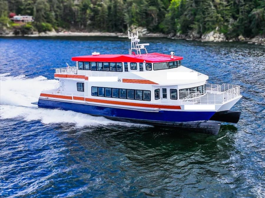 Aluminum catamaran passenger boat bow view