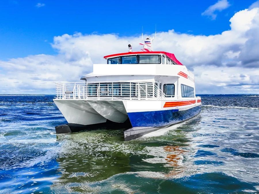 Aluminum catamaran passenger boat coastal run